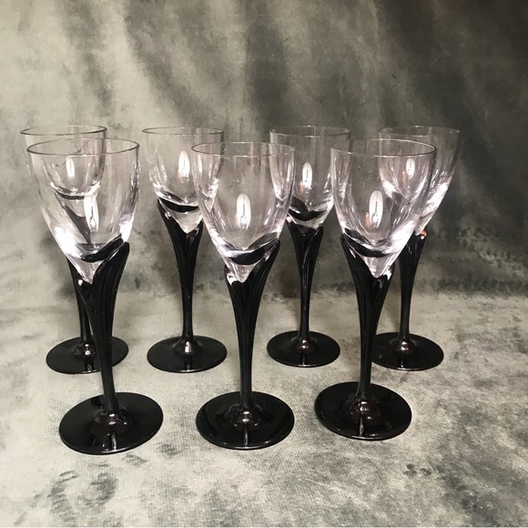 Cordial glasses / Small Wine Glasses / sherry glass Black Petal Stem 5.5” - Picture 15 of 16